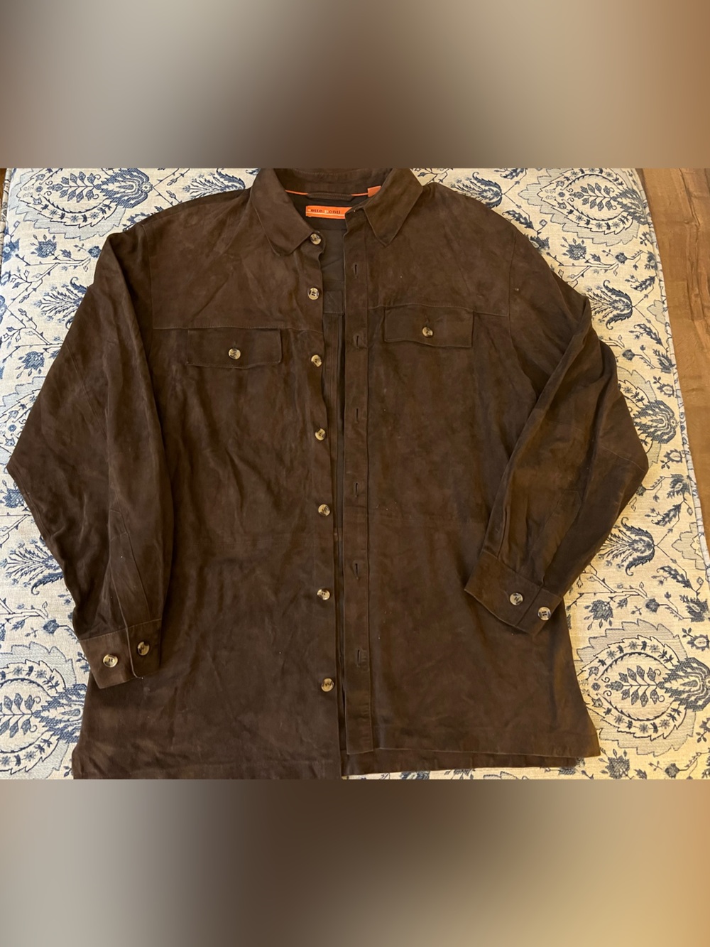 vintage 1990s heavyweight Classic dark brown suede jacket Sette Ponti